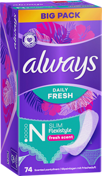 Slipeinlagen Daily Fresh Slim Flexistyle mit Frischeduft, Big Pack, 74 St