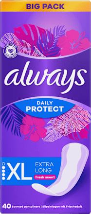 Slipeinlagen Daily Protect Extra Long mit Frischeduft, Big Pack, 40 St