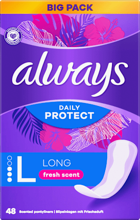 Slipeinlagen Daily Protect Long mit Frischeduft, Big Pack, 48 St