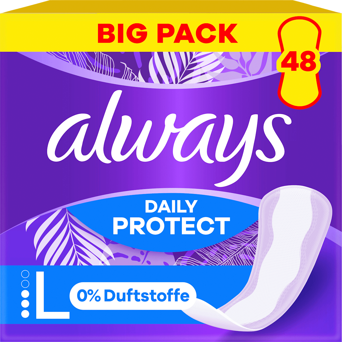 always Slipeinlagen Daily Protect Long ohne Duft, Big Pack, 48 St