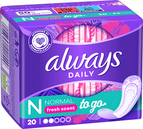 Slipeinlagen Normal to go mit Frischeduft, 20 St