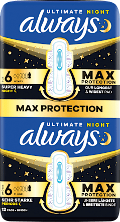 Ultimate-Binden Night Max Protection 6 mit Flügeln, 12 St