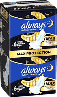 Ultimate Night Max Protection 6 maandverbanden met vleugels, 12 stuks
