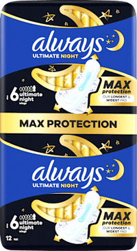 Ultimate Night Max Protection 6 maandverbanden met vleugels, 12 stuks