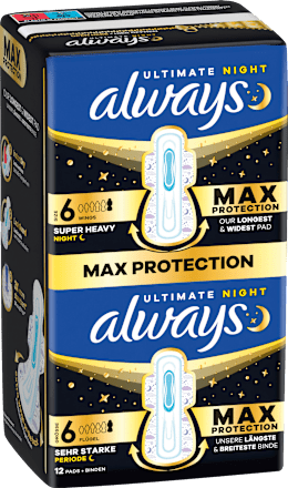 Ultimate-Binden Night Max Protection 6 mit Flügeln, 12 St
