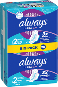 Ultra-Binden Day Long 2 mit Flügeln, Big Pack, 20 St always
