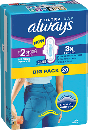 Ultra-Binden Day Long 2 mit Flügeln, Big Pack, 20 St