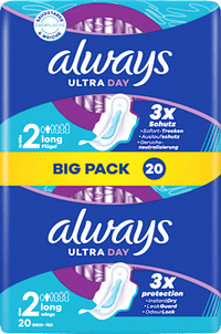 Ultra-Binden Day Long 2 mit Flügeln, Big Pack, 20 St always