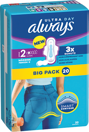 Ultra-Binden Day Long 2 mit Flügeln, Big Pack, 20 St