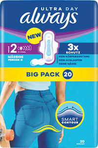 Ultra-Binden Day Long 2 mit Flügeln, Big Pack, 20 St
