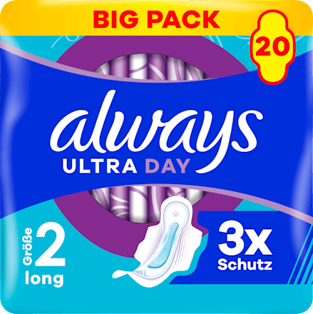 Ultra-Binden Day Long 2 mit Flügeln, Big Pack, 20 St always