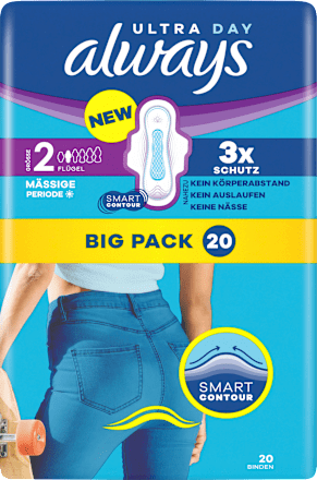 Ultra-Binden Day Long 2 mit Flügeln, Big Pack, 20 St