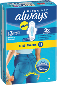 Ultra-Binden Day Long Plus 3 mit Flügeln, Big Pack, 18 St