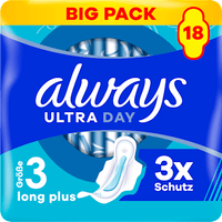 Ultra-Binden Day Long Plus 3 mit Flügeln, Big Pack, 18 St always