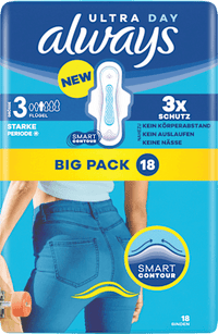 Ultra-Binden Day Long Plus 3 mit Flügeln, Big Pack, 18 St