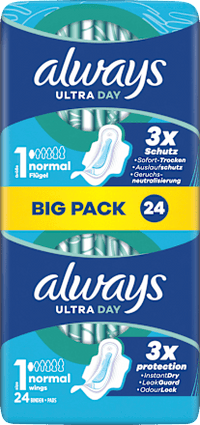 Ultra-Binden Day Normal 1 mit Flügeln, Big Pack, 24 St always