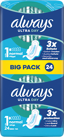 Ultra-Binden Day Normal 1 mit Flügeln, Big Pack, 24 St always