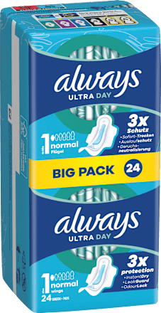 Ultra-Binden Day Normal 1 mit Flügeln, Big Pack, 24 St always