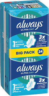 Ultra-Binden Day Normal 1 mit Flügeln, Big Pack, 24 St always