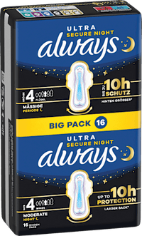 Ultra-Binden Secure Night 4 mit Flügeln, Big Pack, 16 St