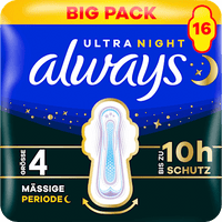 Ultra-Binden Secure Night 4 mit Flügeln, Big Pack, 16 St