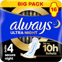 Ultra-Binden Secure Night 4 mit Flügeln, Big Pack, 16 St always