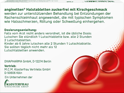 Halstabletten zuckerfrei Kirsche, 24 St