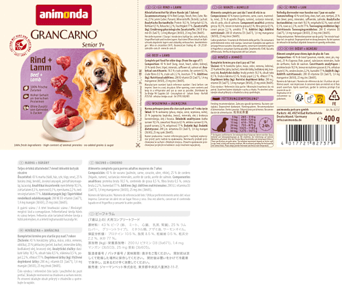 Nassfutter Hund mit Rind & Lamm, Senior, 400 g