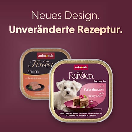 Nassfutter Hund mit Putenherzen, Senior, 150 g
