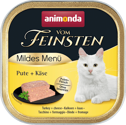 Nassfutter Katze mit Pute & Käse, mildes Menü, 100 g