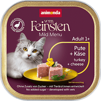 Nassfutter Katze mit Pute & Käse, mildes Menü, 100 g