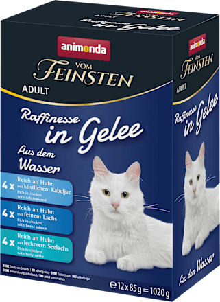 Nassfutter Katze Mix aus dem Wasser, Raffinesse in Gelee, Multipack (12x85 g), 1,02 kg