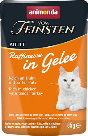 Nassfutter Katze reich an Huhn mit Pute, Raffinesse in Gelee, 85 g