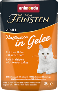 Nassfutter Katze reich an Huhn mit Pute, Raffinesse in Gelee, 85 g