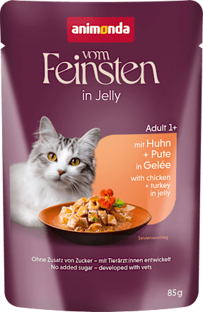 Nassfutter Katze reich an Huhn mit Pute, Raffinesse in Gelee, 85 g