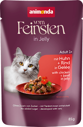 Nassfutter Katze reich an Huhn mit Rind, Raffinesse in Gelee, 85 g