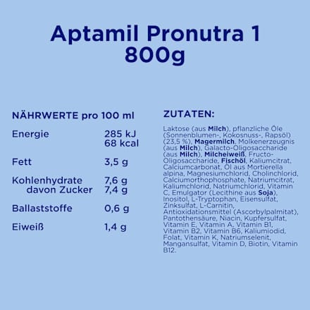 Anfangsmilch 1 Pronutra von Geburt an, 800 g