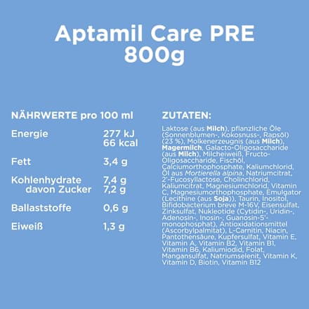 Anfangsmilch Pre Care von Geburt an, 800 g
