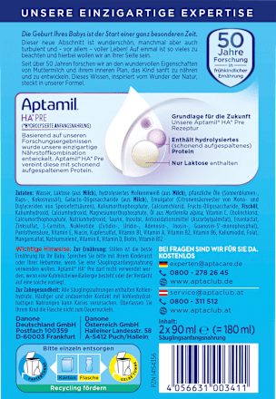 Anfangsmilch Pre HA trinkfertig, von Geburt an, 2x90ml, 180 ml