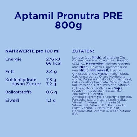 Anfangsmilch Pre Pronutra von Geburt an, 800 g