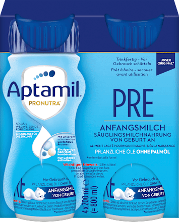 Anfangsmilch Pronutra Pre trinkfertig von Geburt an 4x200ml, 0,8 l