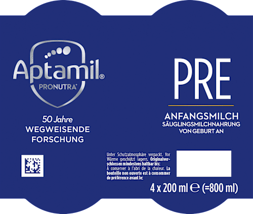 Anfangsmilch Pronutra Pre trinkfertig von Geburt an 4x200ml, 0,8 l