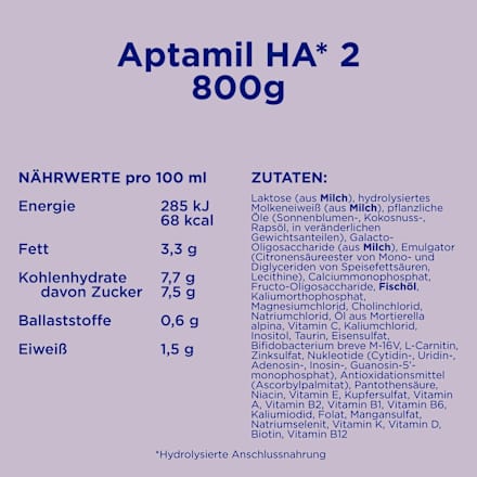 Folgemilch 2 HA  nach dem 6. Monat, 800 g