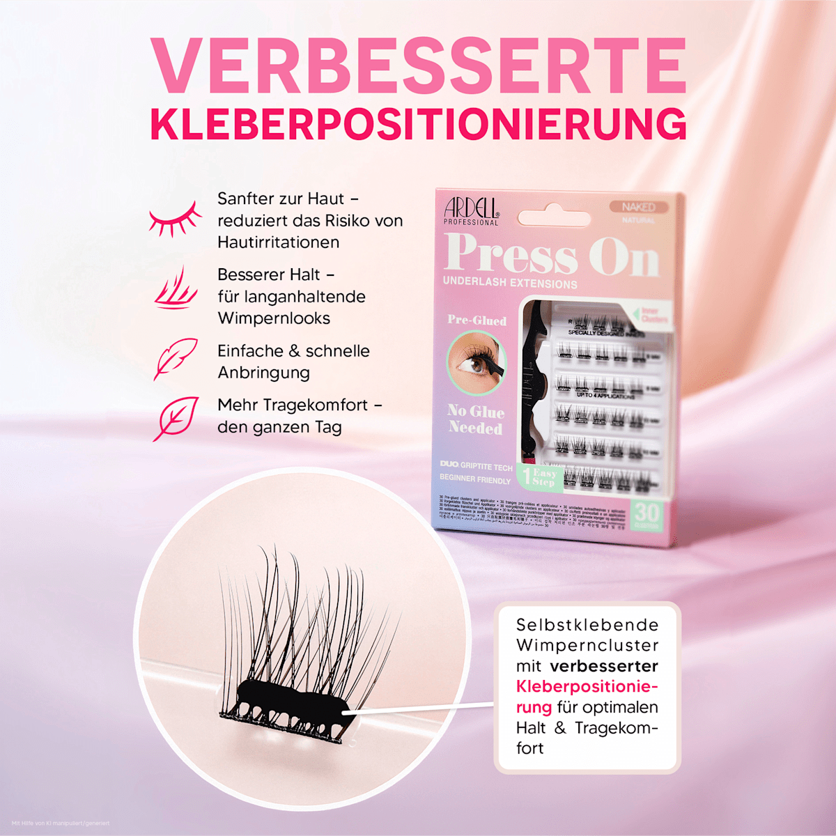 Kunstmatige Wimpers Set Naakt Druk Op Natuurlijk, 1 st.