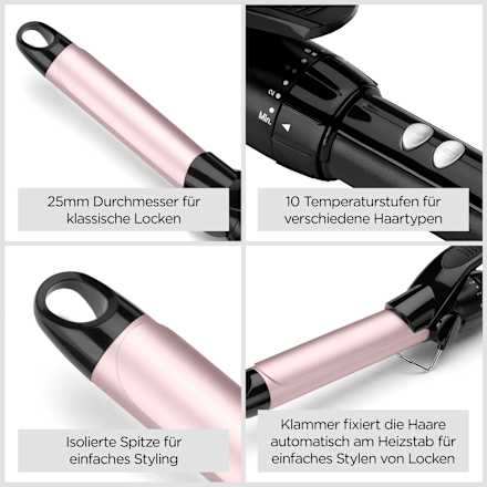 Lockenstab 25 mm Curling Tong mit Klammer, 1 St