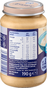 Abendbrei Milchreis pur, ab dem 8. Monat, 190 g