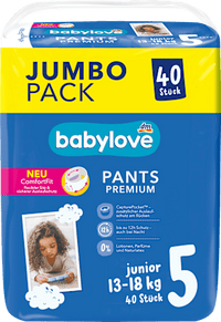 Babybroekjes Premium Junior Maat 5 (13-18 kg), jumbo verpakking, 40 stuks