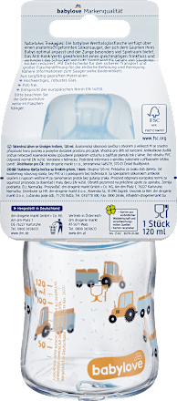 Glazen babyfles met brede hals, 120 ml, blauw, 1 stuk