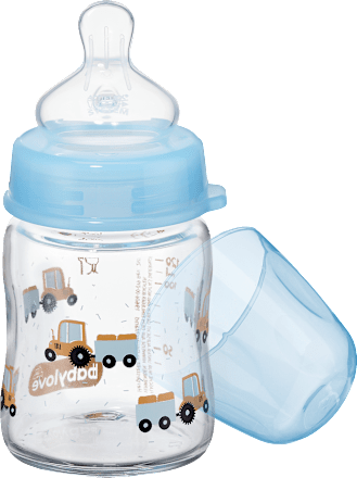Glazen babyfles met brede hals, 120 ml, blauw, 1 stuk
