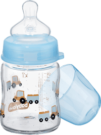 Glazen babyfles met brede hals, 120 ml, blauw, 1 stuk